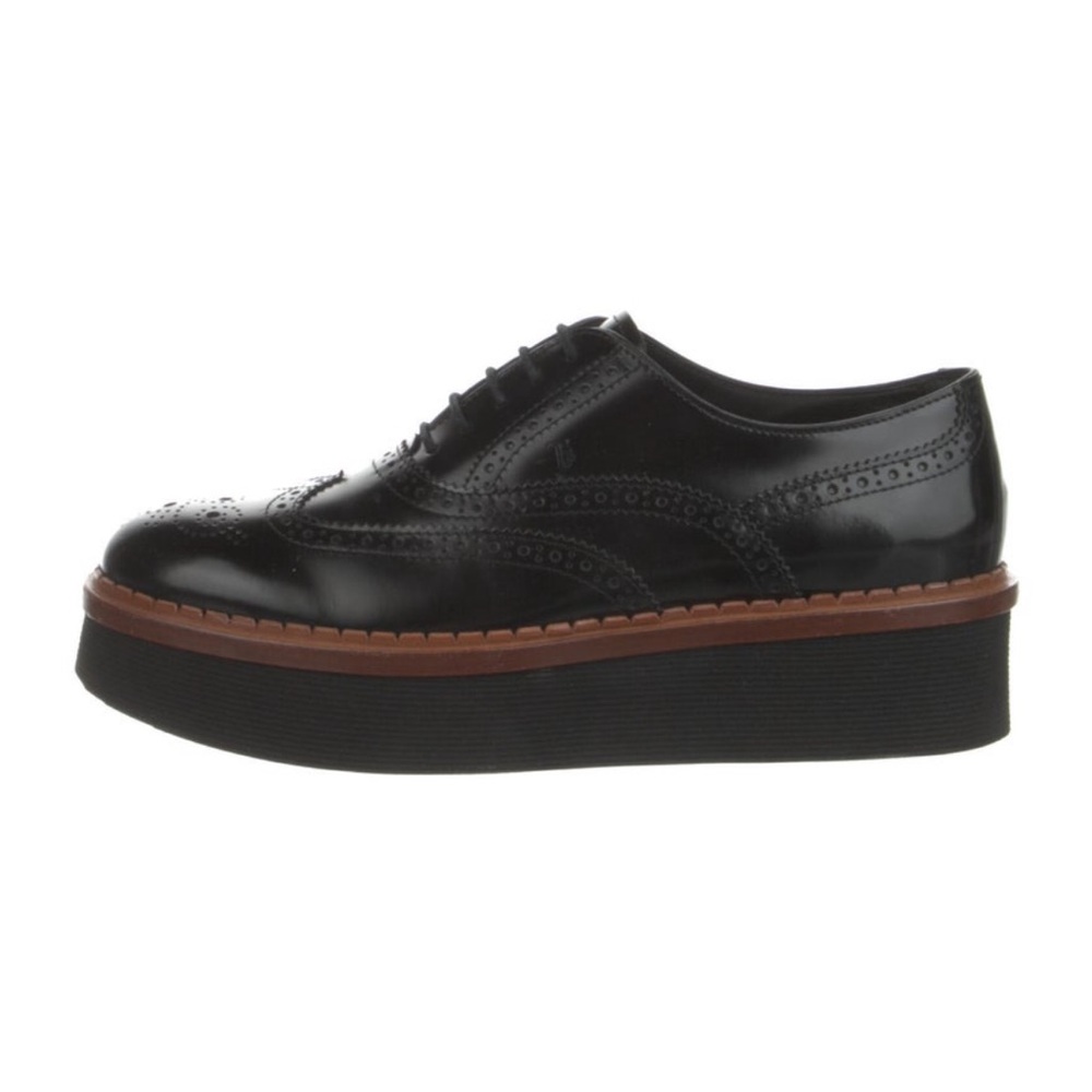 Tod’s Black Platform Wingtip Oxford Gomma T50 Shoes Size 37